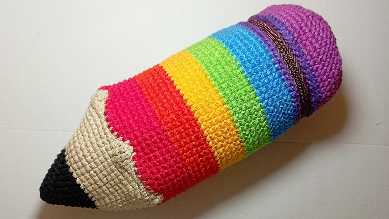 Estuche o Lapicera de lápiz tejido a crochet | Super Easy Crochet Pencil - pencil case