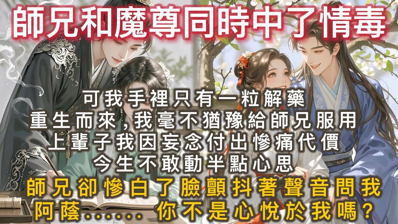 完結言情仙俠文：師兄和魔尊同時中了情毒。可我手裡只有一粒解藥。重生而來我毫不猶豫給師兄服用。我曾因妄念付出了慘痛代價。今生再不敢動半點心思。一向厭惡我的師兄卻慘白了臉問我：「阿蔭，你不是心悅於我嗎？」