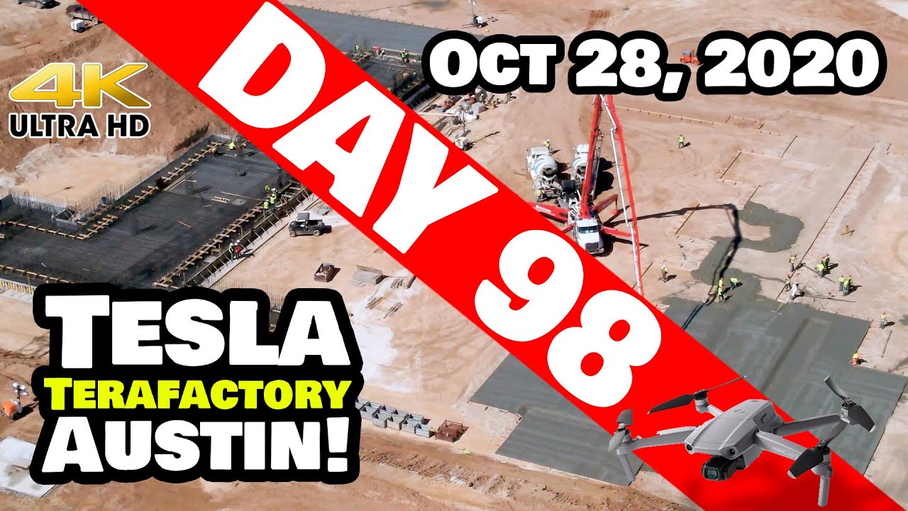 Tesla Gigafactory Austin 4K  Day 98 - 10/28/20 - Tesla Terafactory Texas - HUGE PROGRESS UPDATE!