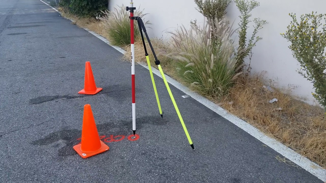 How to Survey.  Setting up a Bipod and prism