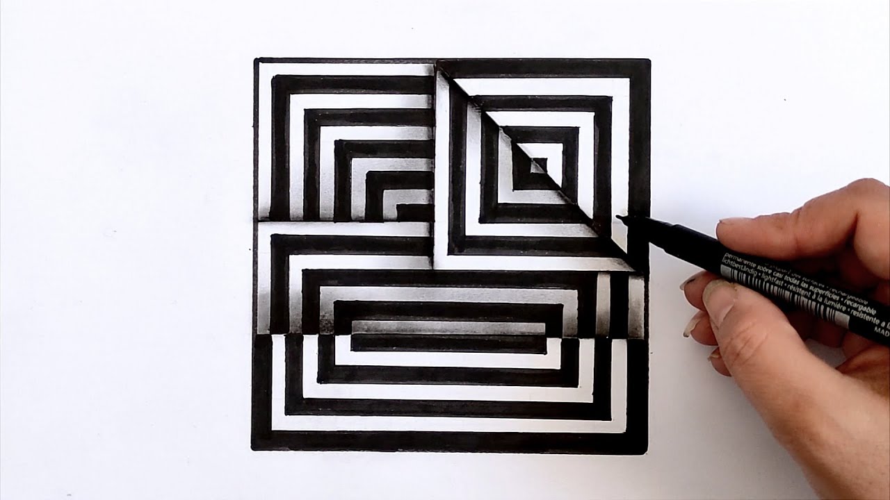 Op Art  | Anamorphic Illusion Drawing | Optical Illusion Art Tutorial Step by Step