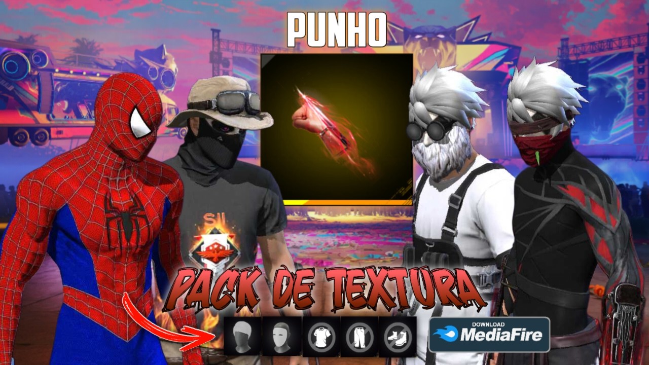 🔥 SUPER PACK de TEXTURA FREE FIRE com PUNHO na PADR&Atilde;O