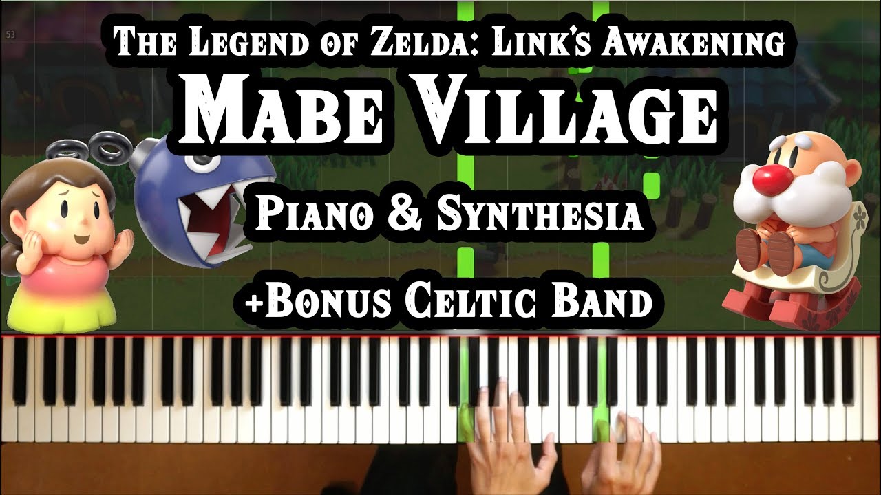 Zelda: Link's Awakening - Mabe Village Piano & Synthesia [How To Play] [Piano Tutorial]
