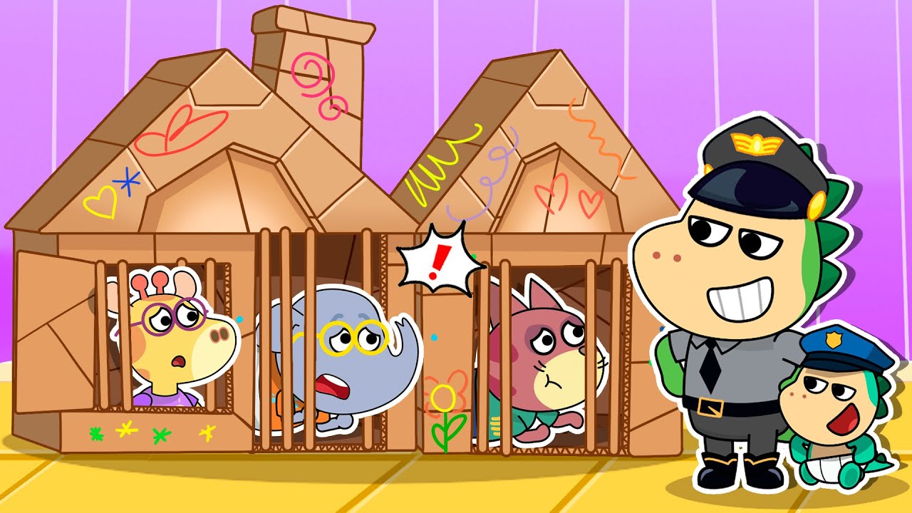 Spike the Power-Crazy Sheriff! 🤠 Cardboard Jail Trouble 🚓 Fire Spike Kids Stories 🔥