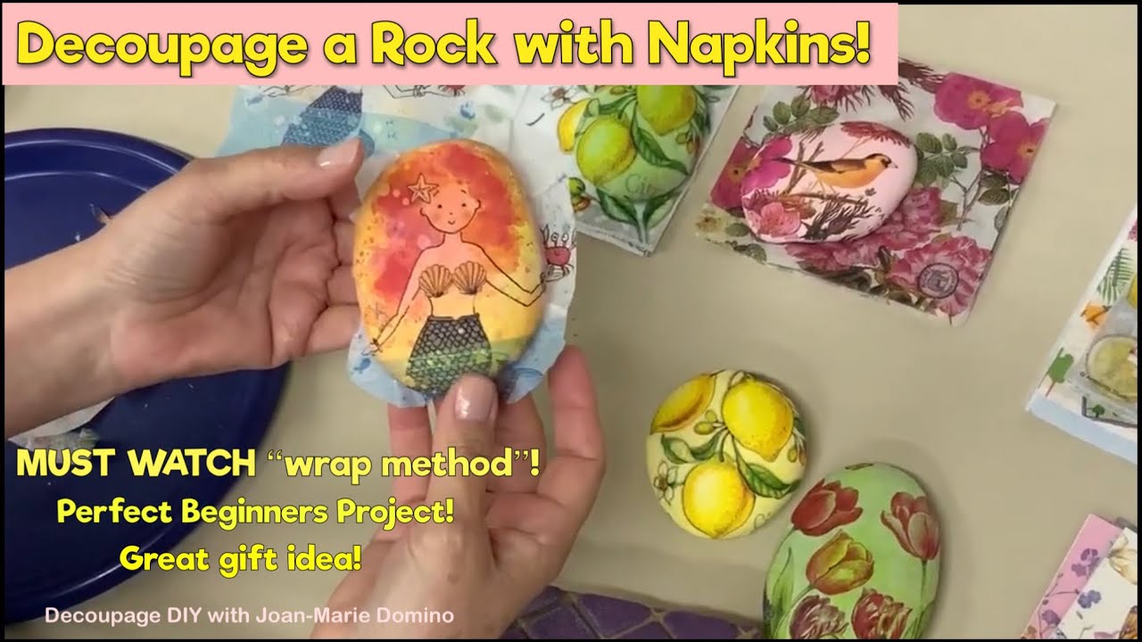 DECOUPAGE A ROCK for BEGINNERS| MUST WATCH! | AMAZING RESULTS! | Colorful DIY ❤️🧡💛💚💜