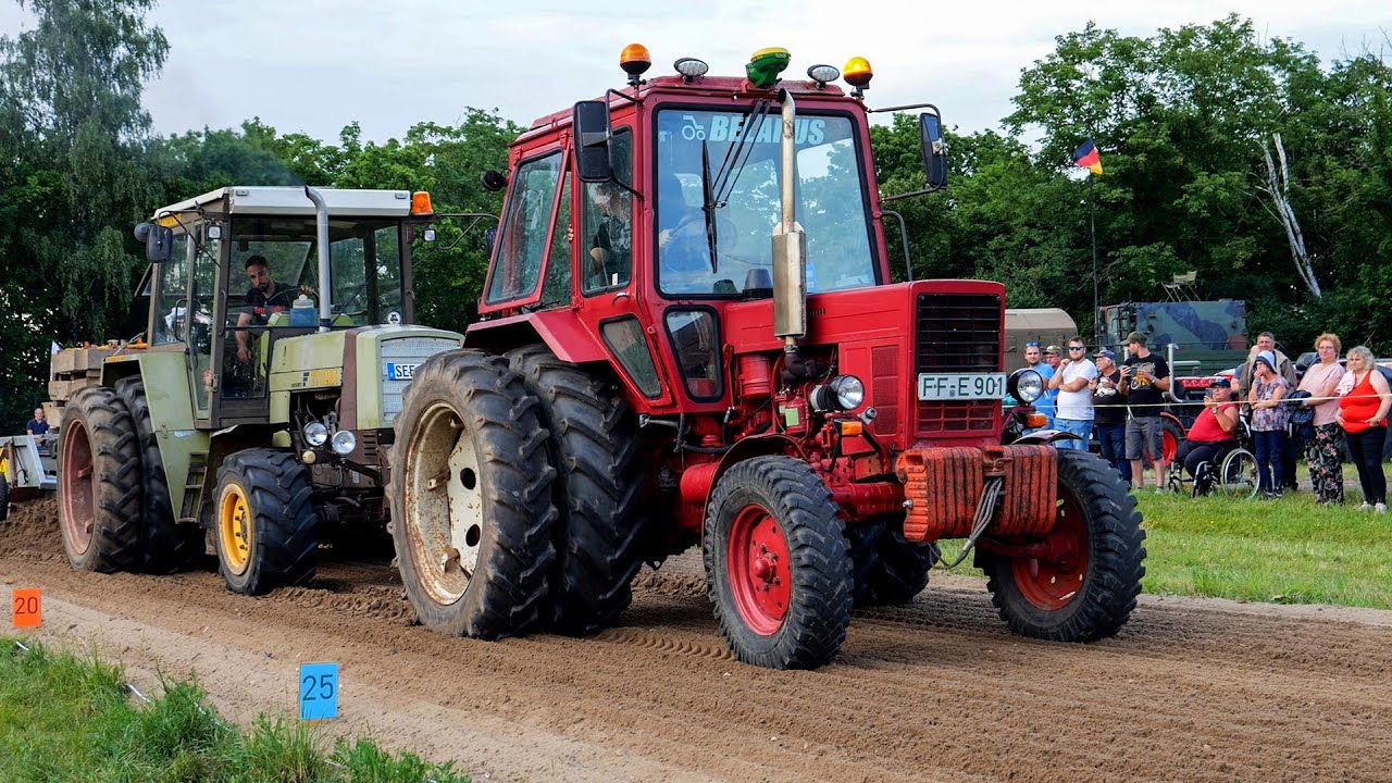 Traktoren Gespann Belarus MTS 80 und Fortschritt ZT 320 A