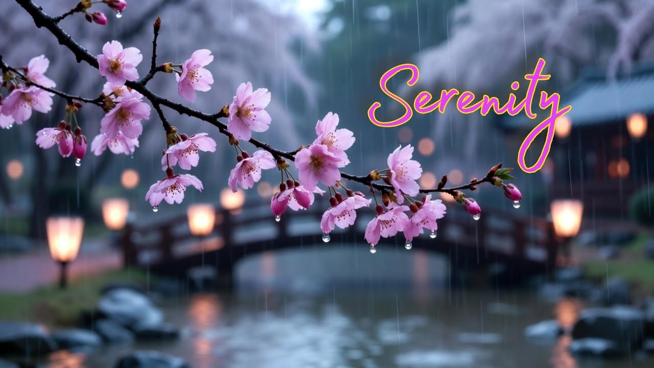 Rainy Sakura Night in a Korean Garden — Relaxing Cello & Piano for Sleep, Study, Stress Relief