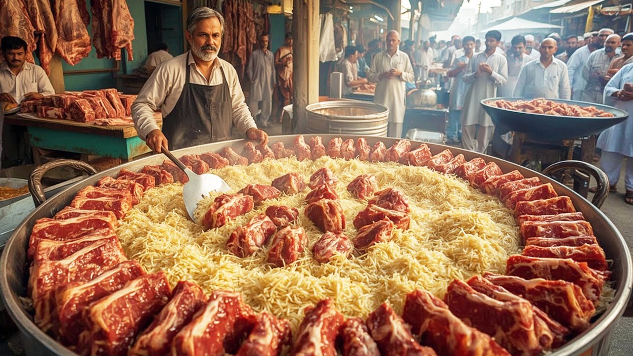 INSANE PESHAWAR STREET FOOD 😱 | 1000KG MEGA KABULI PULAO MAKING | AMAZING STREET FOOD OF PAKISTAN