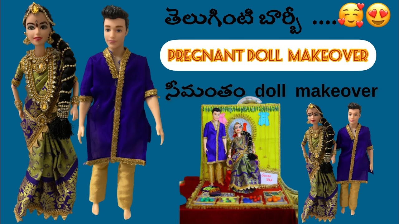 Pregnant doll makeover | సీమంతం crafts | Barbie jewellery making | Indian traditional barbi doll |