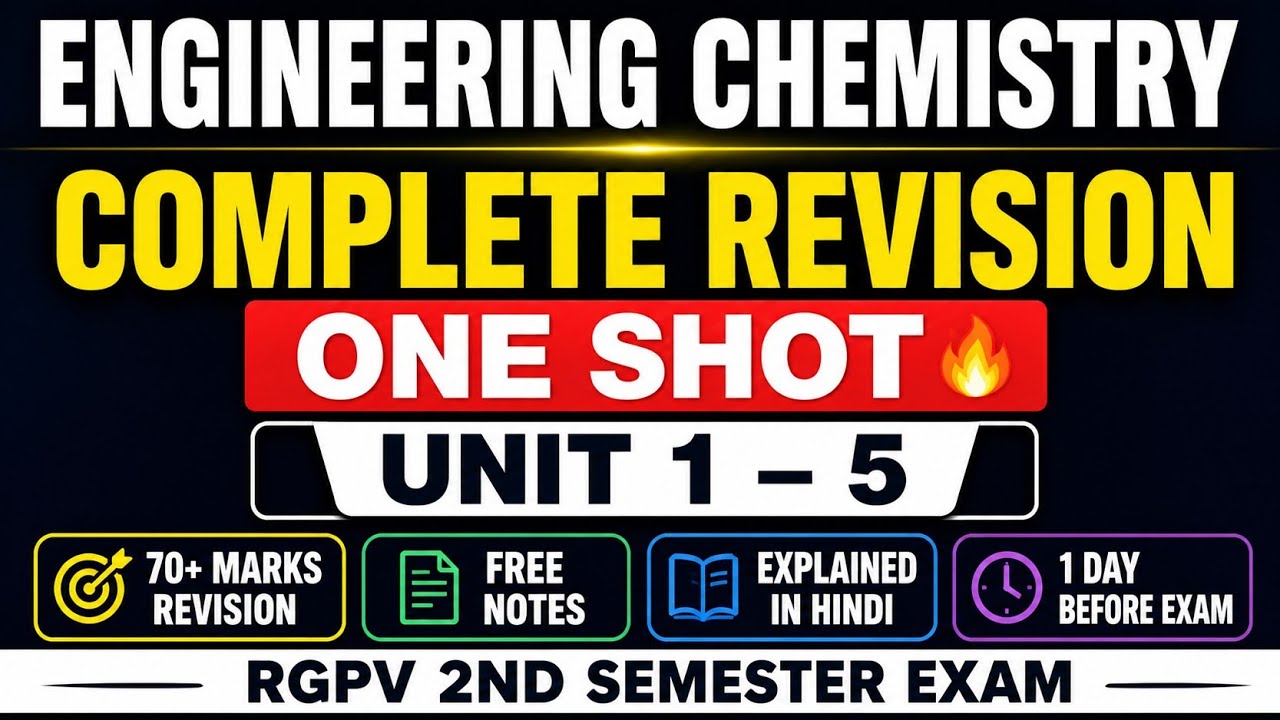 Engineering Chemistry Complete Revision One Shot 🔥 | Unit 1&ndash; 5 | 1 Day Before Exam Revision |