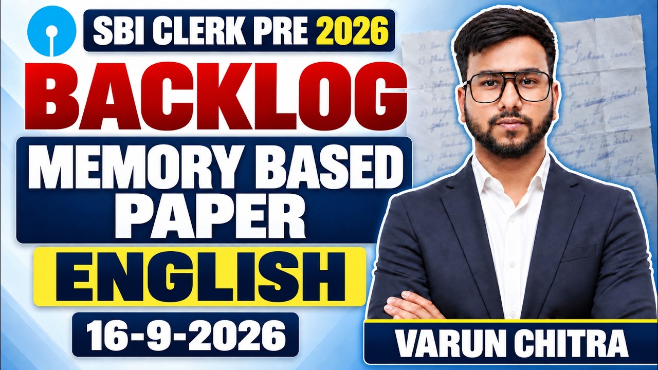 🟢 SBI Clerk Pre 2026 BACKLOG Exam Memory Based Paper English | SBI Clerk Pre 2026 Memory Based Paper