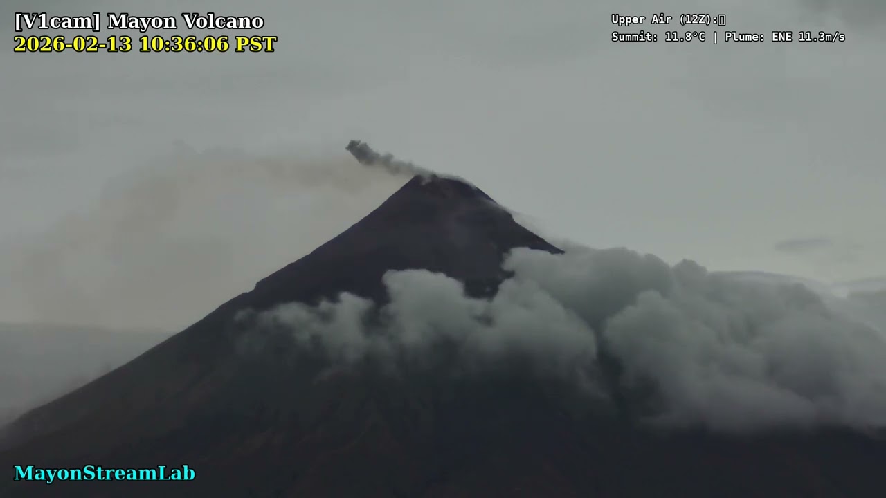 Series of Ash Emissions at Mayon Volcano (Feb 13, 2026)