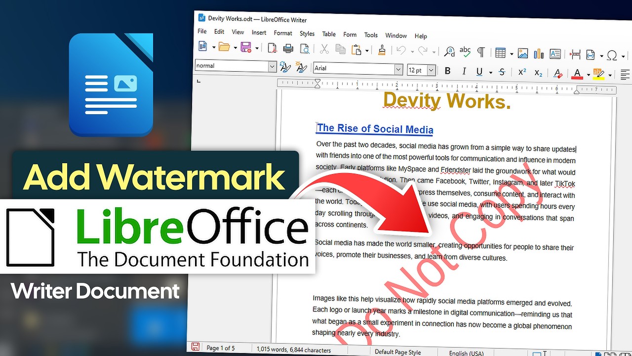 Как легко добавить водяной знак в документ LibreOffice Writer