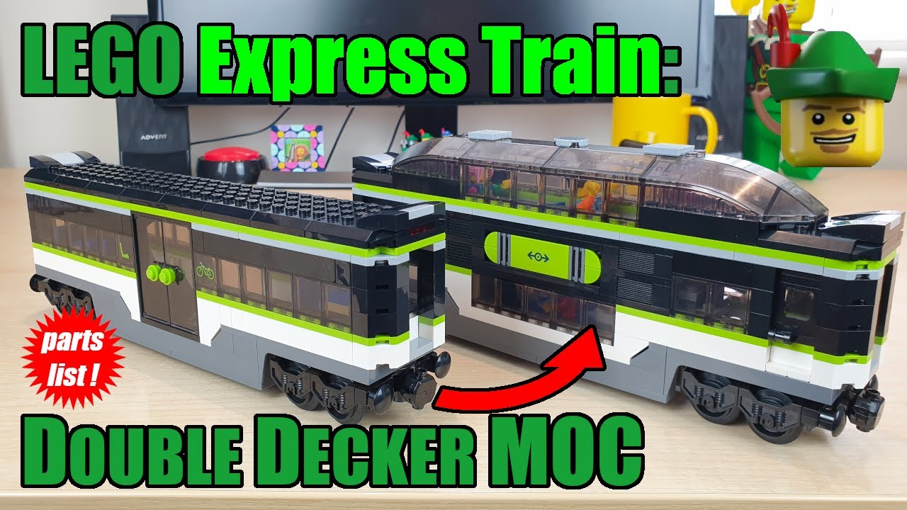 Пассажирский поезд LEGO Express - Двухэтажный вагон наблюдения MOC 60337 🚄🚃🚃🏹
