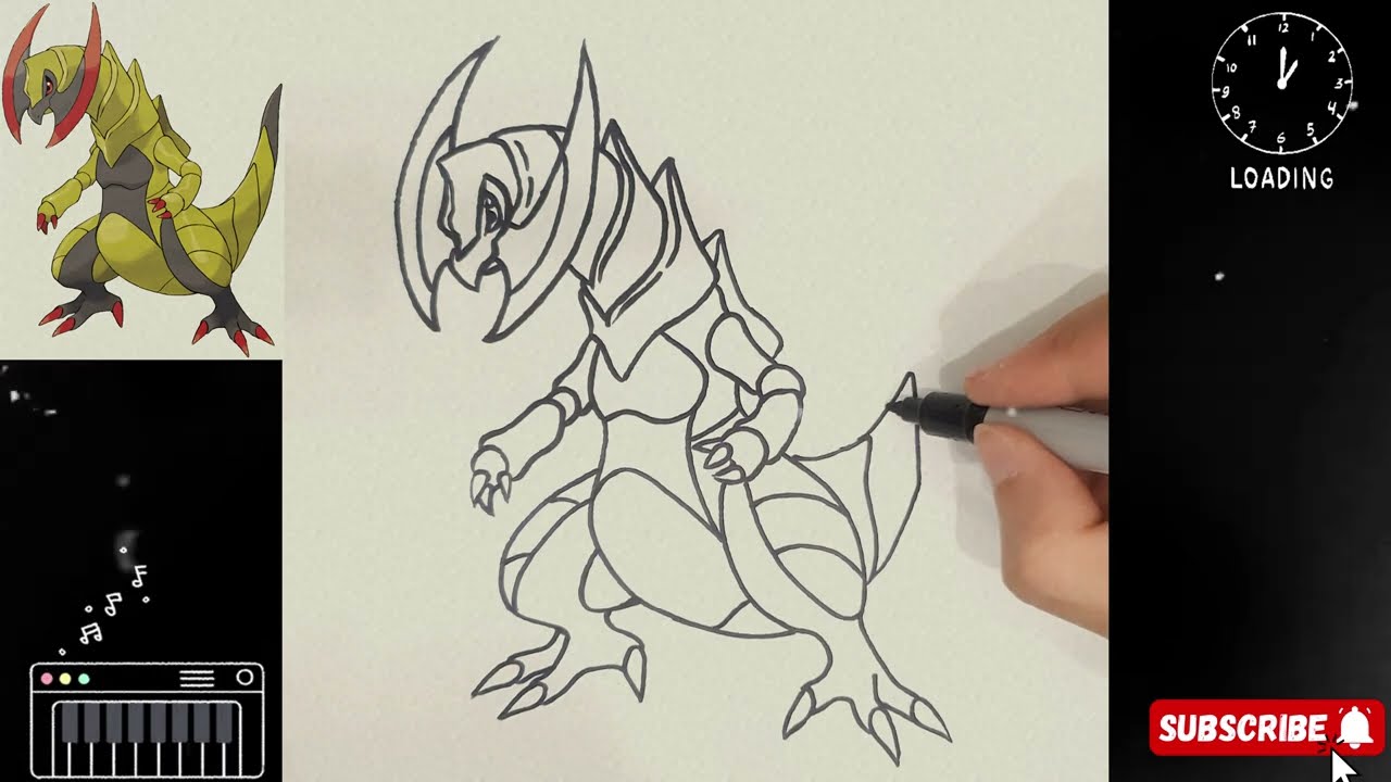 How to draw POKEMON Haxorus step by step