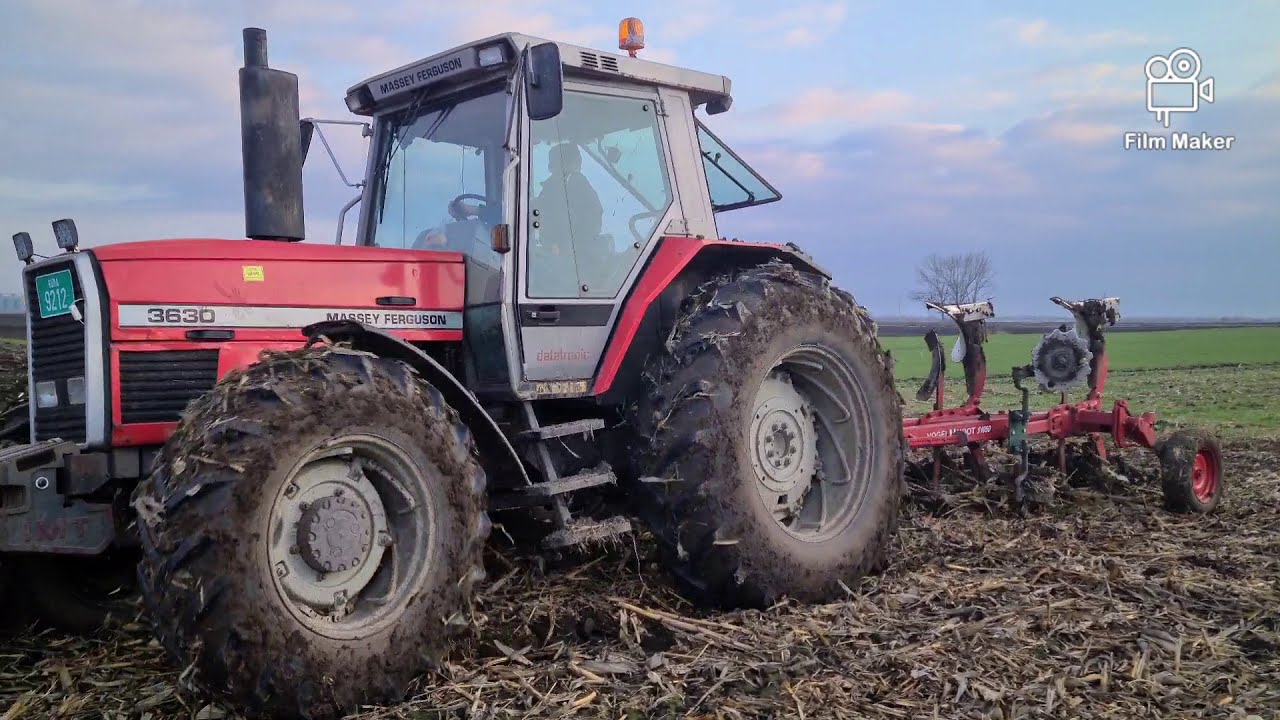 Massey Ferguson 3630&Vogel noot S1050 Oranje 2020 Plowing