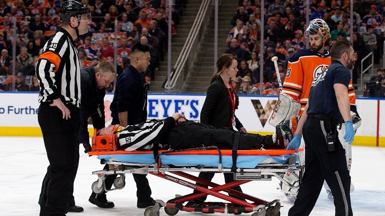 NHL: Injury to the Linesman(Leaves Game)