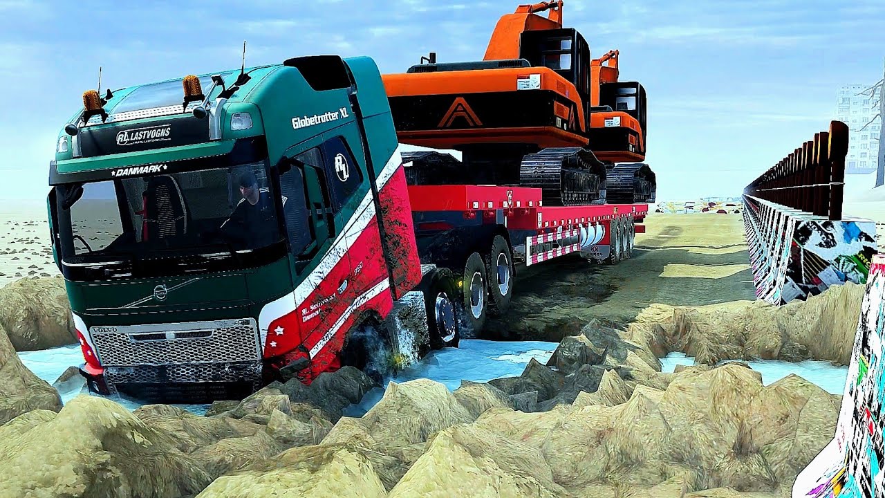 Heavy Trucks push through mud pit broken roads | Mudrunner Gameplay 4K Film