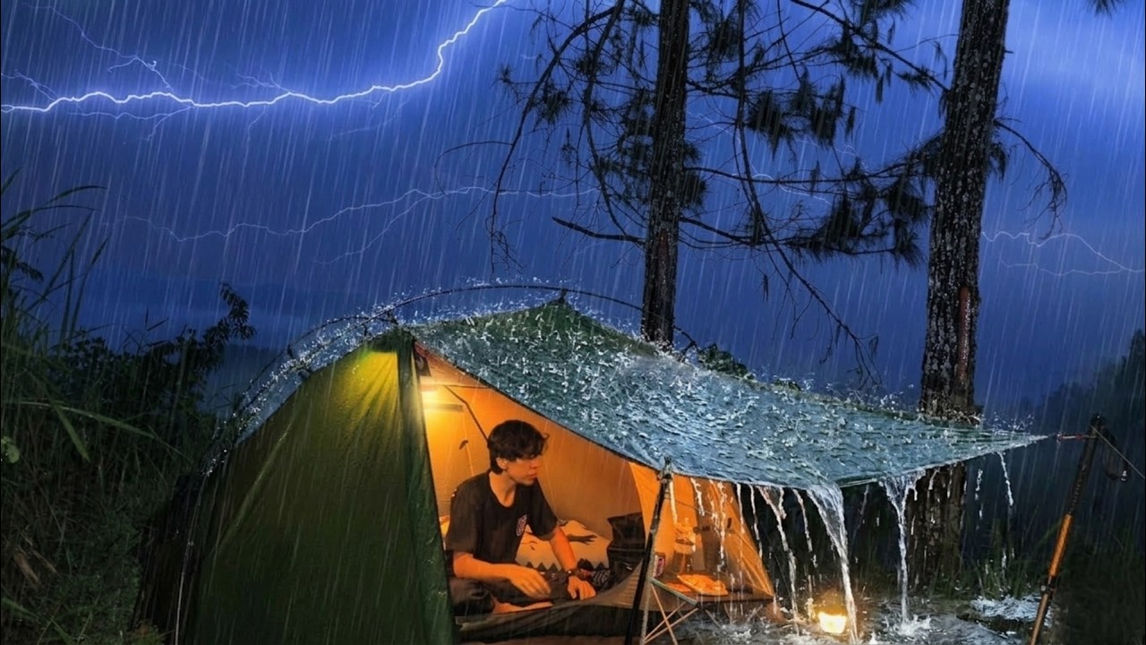 THE WORST Rainstorm I've Ever Camped In | Deep Sleep & Rainy Ambience