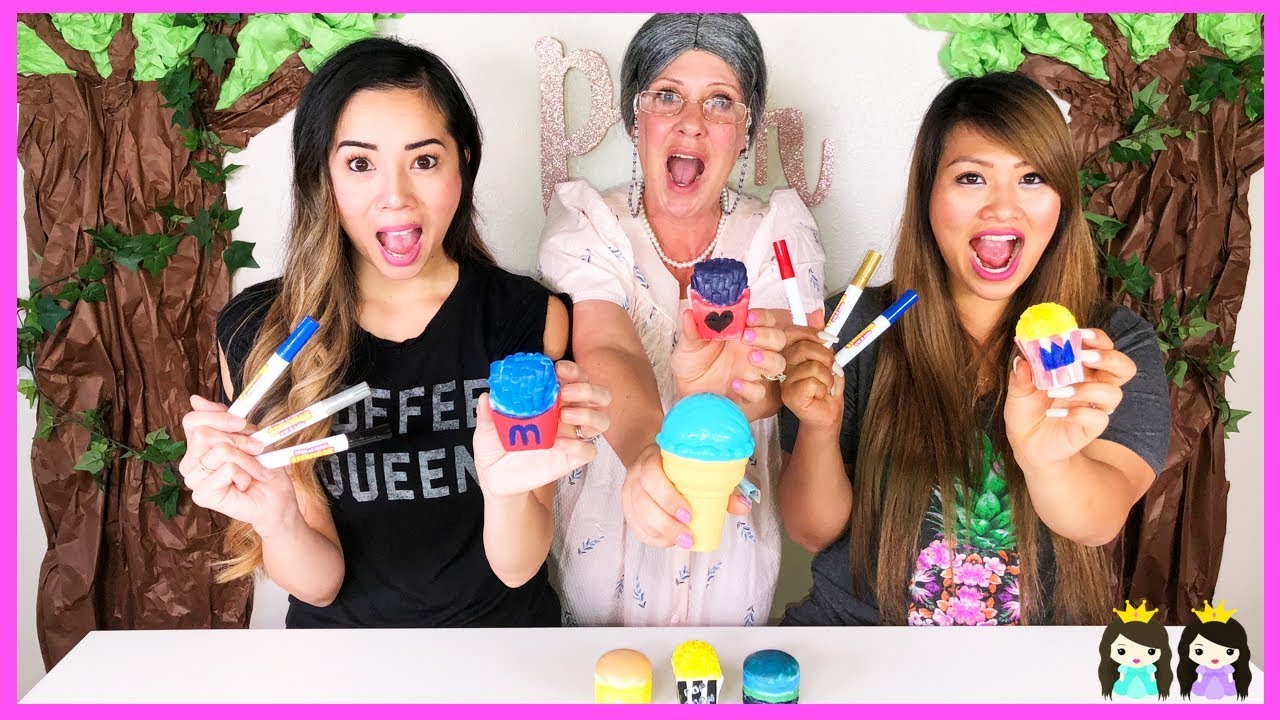 3 Marker Squishy Challenge with Princess Squad