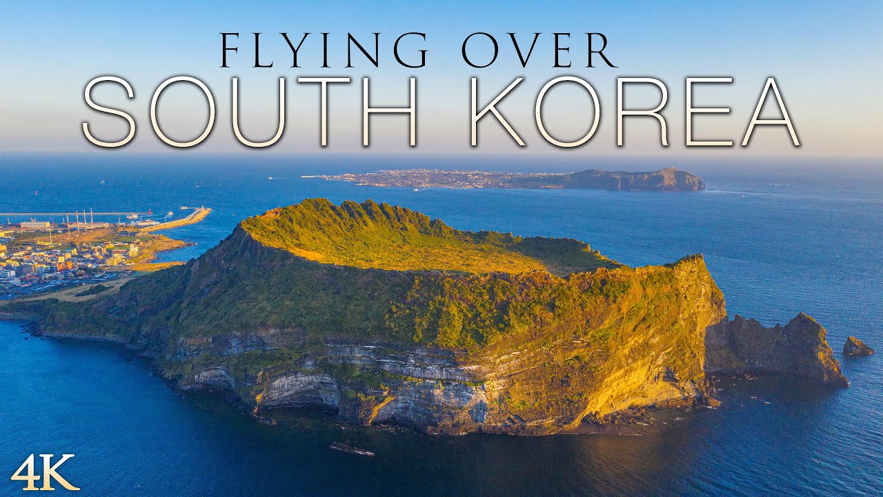 FLYING OVER SOUTH KOREA [4K] Aerial Ambient Nature Film + Relax Moods Music for Stress Relief