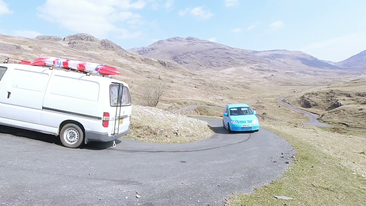 Van gets stuck on hardknott pass brutal Hill climb