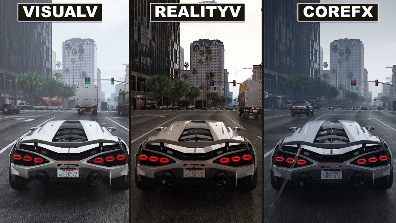 GTA 5 Enhanced | RealityV vs CoreFX vs VisualV Graphic Mod Comparison PC