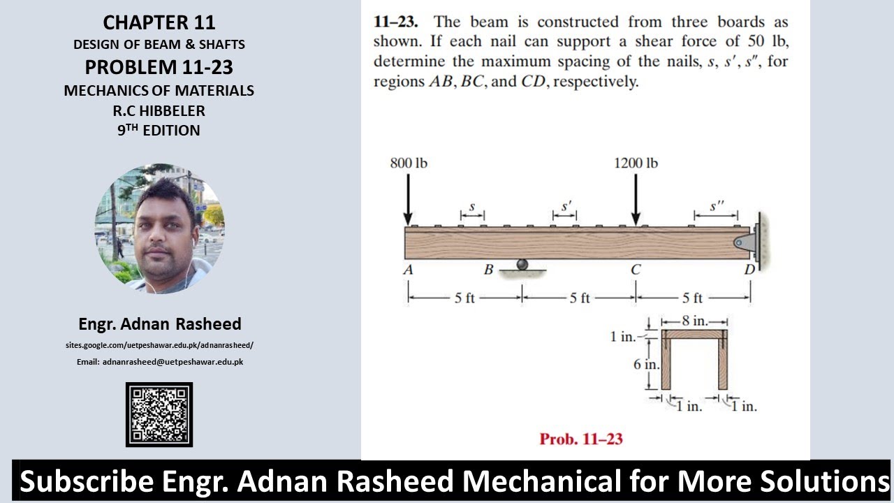 11-23 Determine the maximum spacing of the nails | Mech of Materials RC Hibbeler