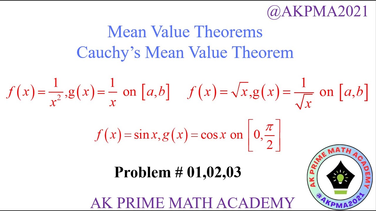 Cauchy's Mean Value Theorem Solved Problems #meanvaluetheorem #calculus #btech #mathematics #jntua