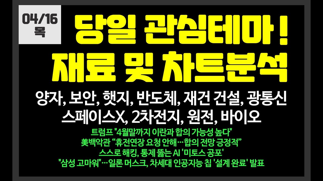 당일 관심테마! 보안,양자,반도체,재건,광통신,양자,원전/ 삼성전자,SK하이닉스,대한광통신,대우건설,삼성에스디에스,GS건설,대한전선,삼천당제약,케이씨에스,아이씨티케이,엑스게이트