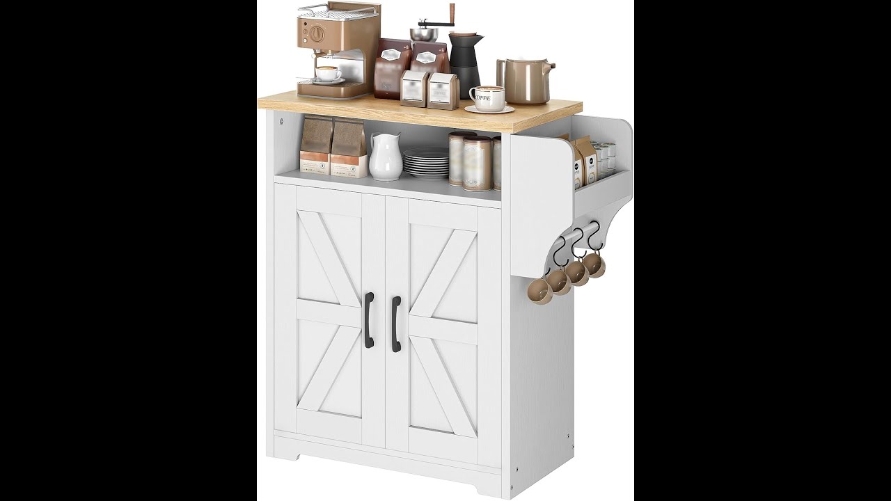 YATINEY Storage Cabinet for Kitchen Review - Pros & Cons - YATINEY Coffee Bar Cabinet