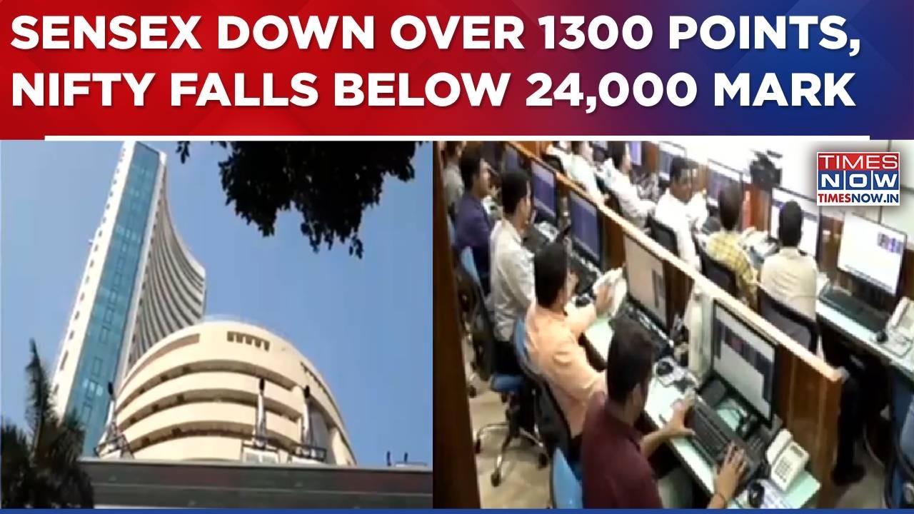Sharp Fall In Stock Market: Sensex Down Over 1300 Points, NIFTY Falls Below 24,000 Mark | WATCH