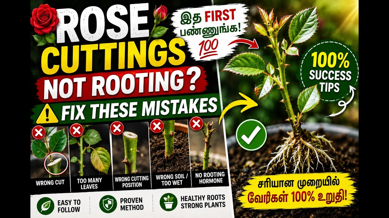 Rose Cuttings Not Rooting? Fix These Mistakes (100% Success Tips) | இத FIRST பண்ணுங்க! 💯