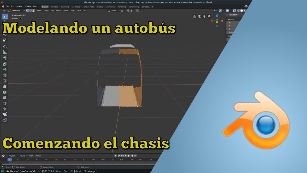 Blender: Modelando un autobús desde 0. Frente del chasis. Parte 2