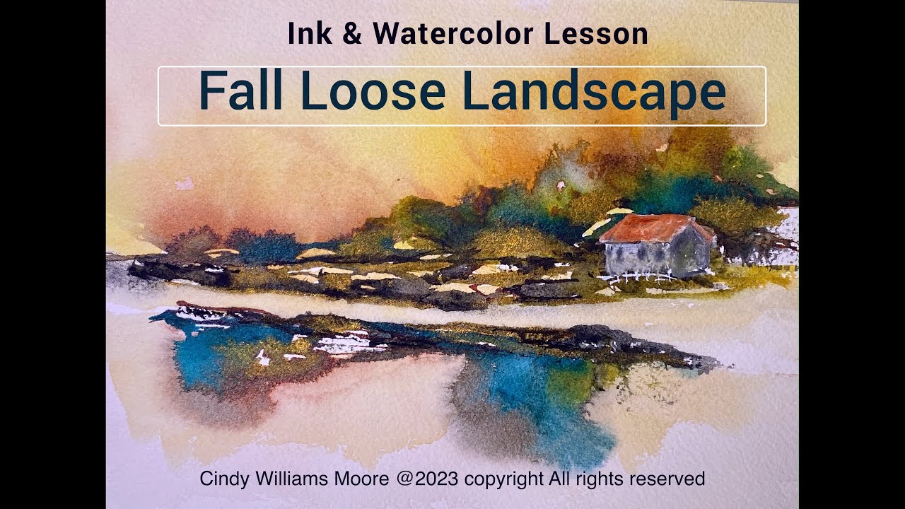 Fall Abstract Ink & Watercolor Landscape | Cindy's Art