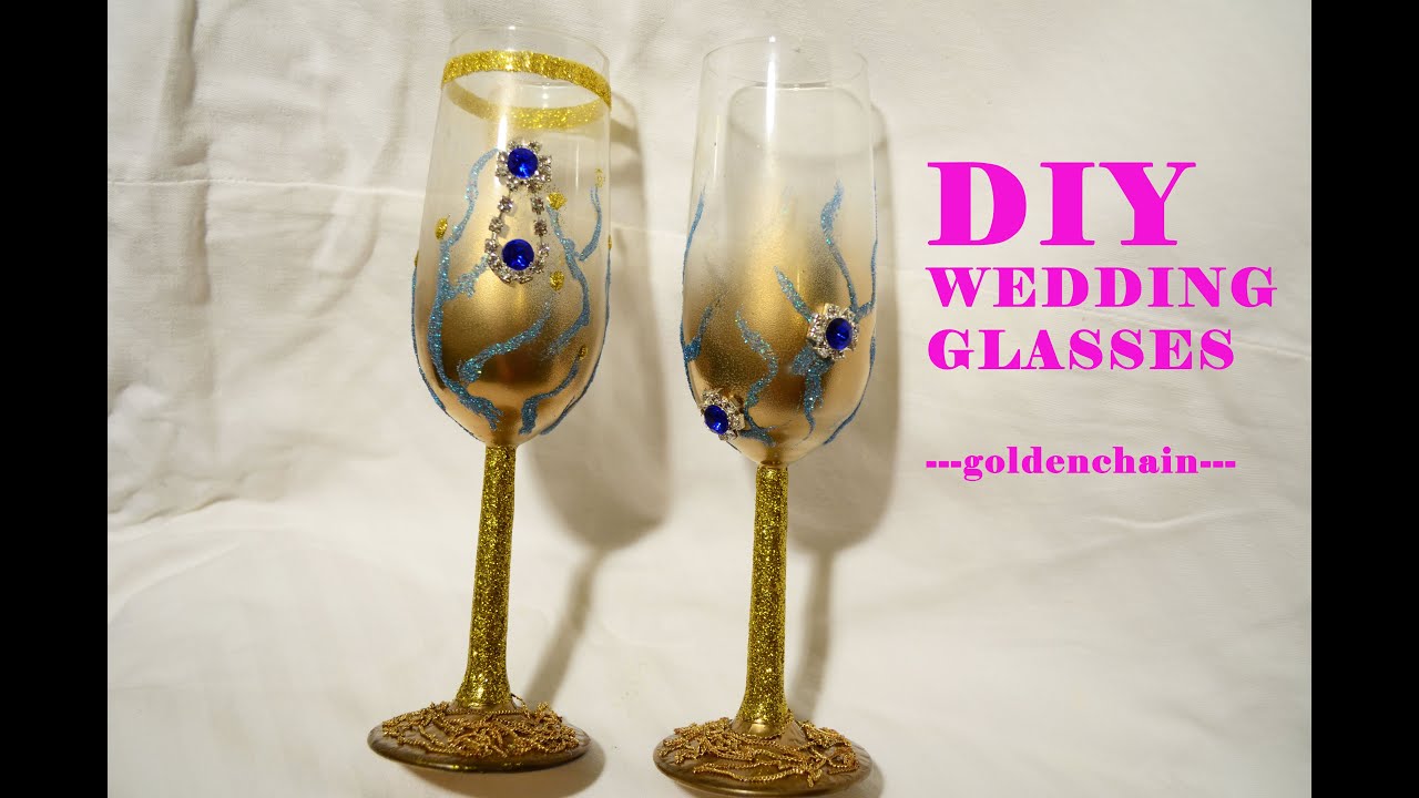 DIY Tutorial glitter wedding glass ---prettyjeweldesign---