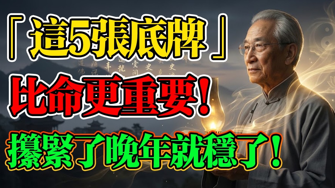 南懷瑾：人老了，手裏必須攥緊這「5張底牌」，誰要都不給！否則這輩子白修了！#南懷瑾 #晚年福報 #佛法智慧 #因果輪回 #養兒防老 #正能量 #晚年幸福 #養老 #人性 #智慧 #人生感悟 #孝道