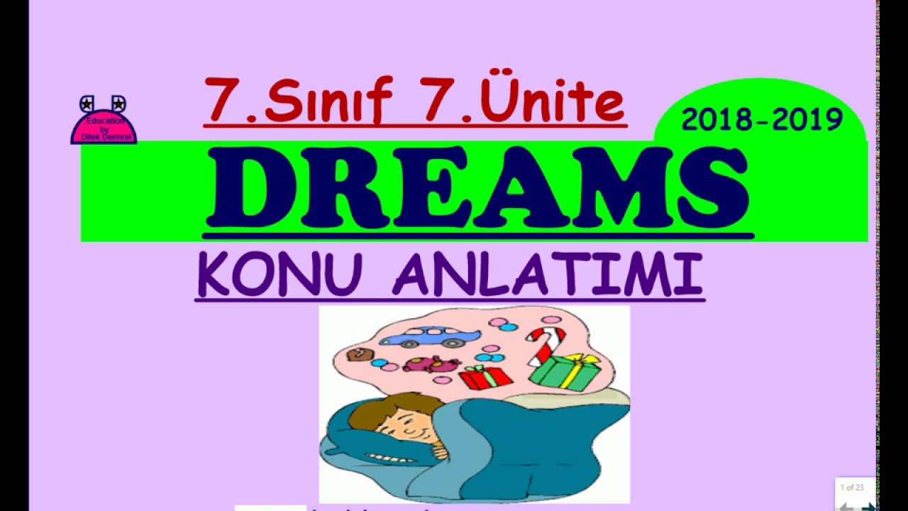 İngilizce 7. Sınıf 7. Ünite Dreams Konu Anlatımı