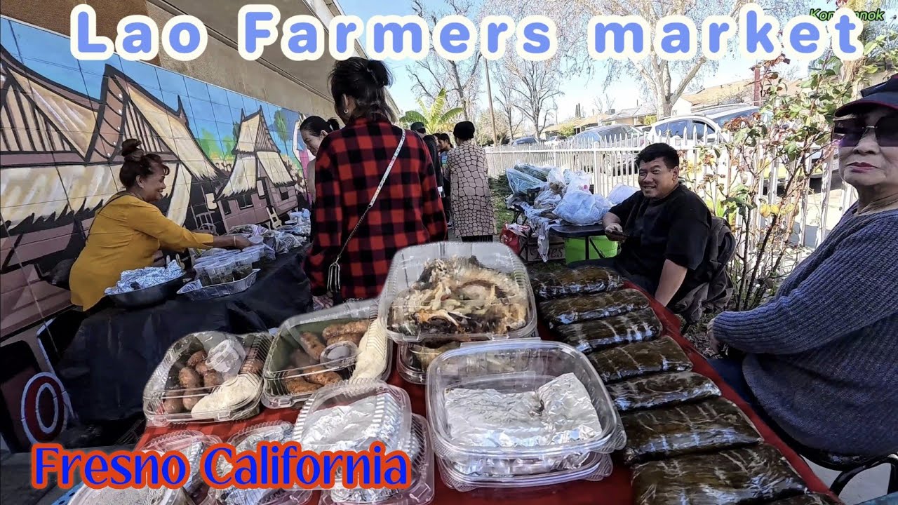 Many variety of delicious Lao food / selling fruits and vegetables/ eat breakfast & lunch