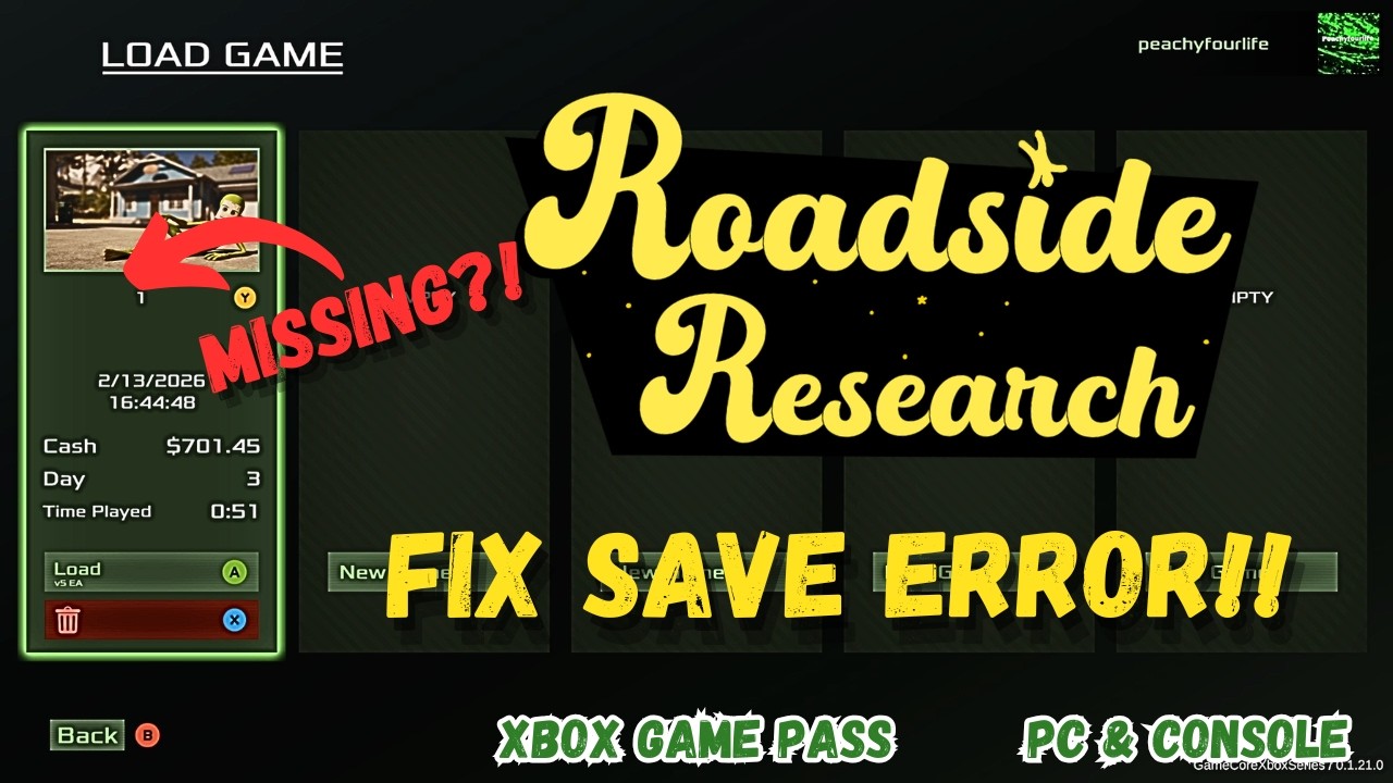 How to FIX MISSING SAVE FILE Issue!! - Roadside Research (Xbox Game Pass!)