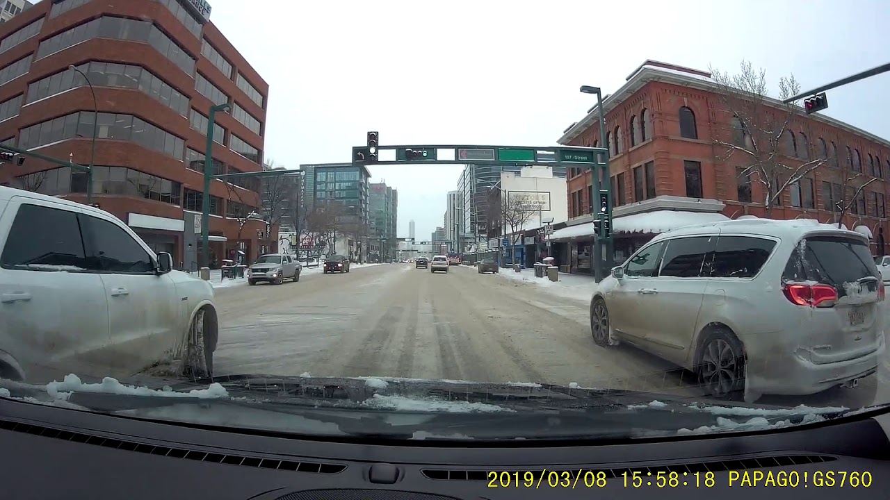 Driving in Edmonton: Jasper Avenue (Winter)