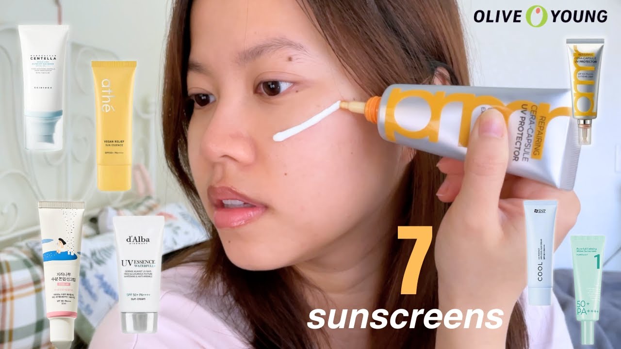 Testing 7 UNDERRATED Korean Sunscreens from Olive Young