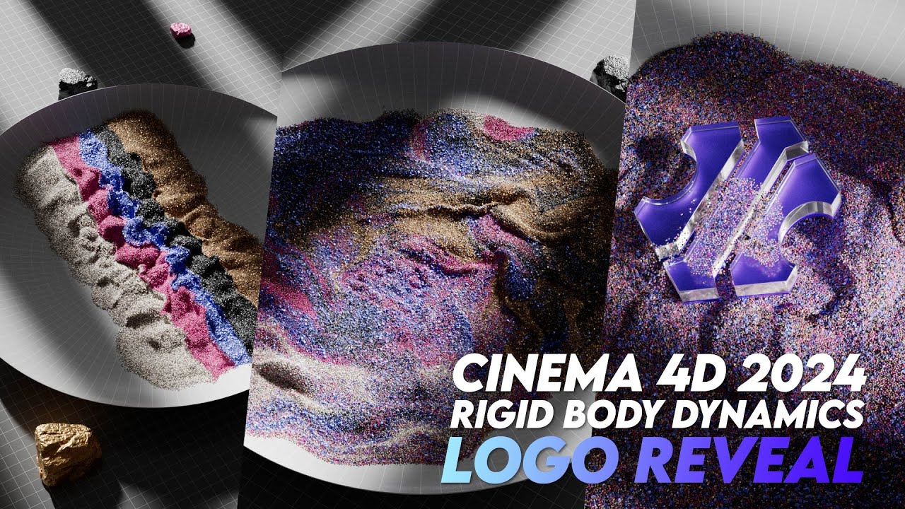 Logo Reveal with Colorful Sand Cinema 2024 Rigid Body Simulation