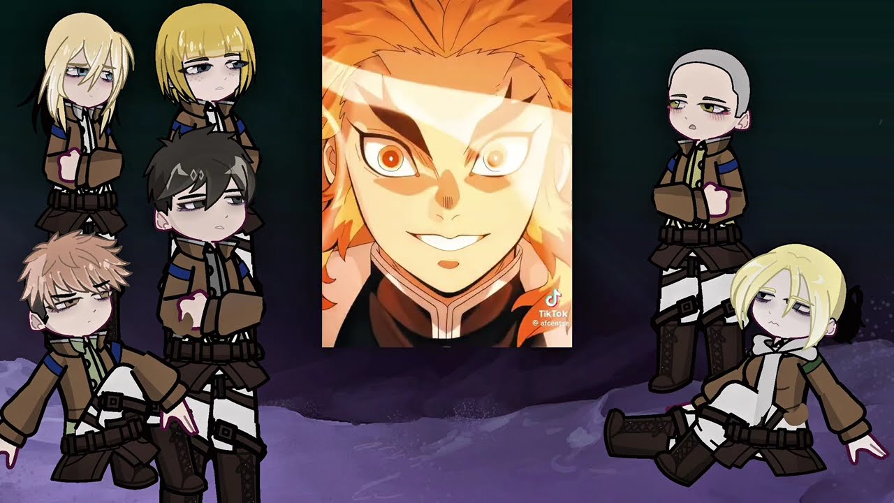 Attack on titan react to eren as Rengoku | Giyuu | Demon slayer | Hashira | Gacha life 2