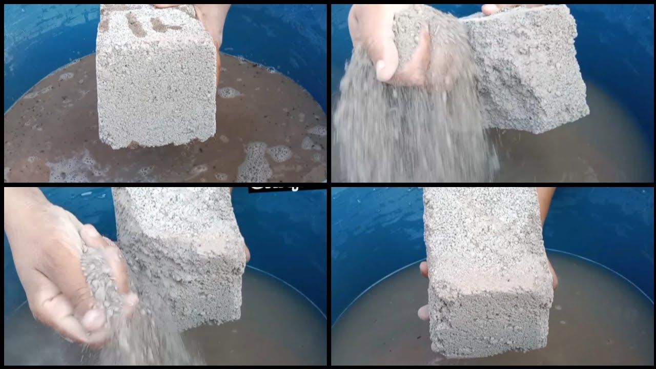 Gritty sand cement crumbling in water