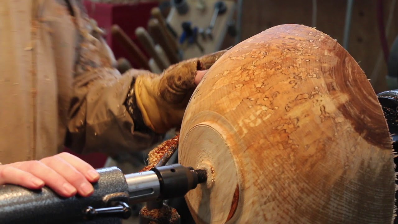 Tournage sur Bois - bol vert sur mon Robust american beauty green wood bowl, woodturning