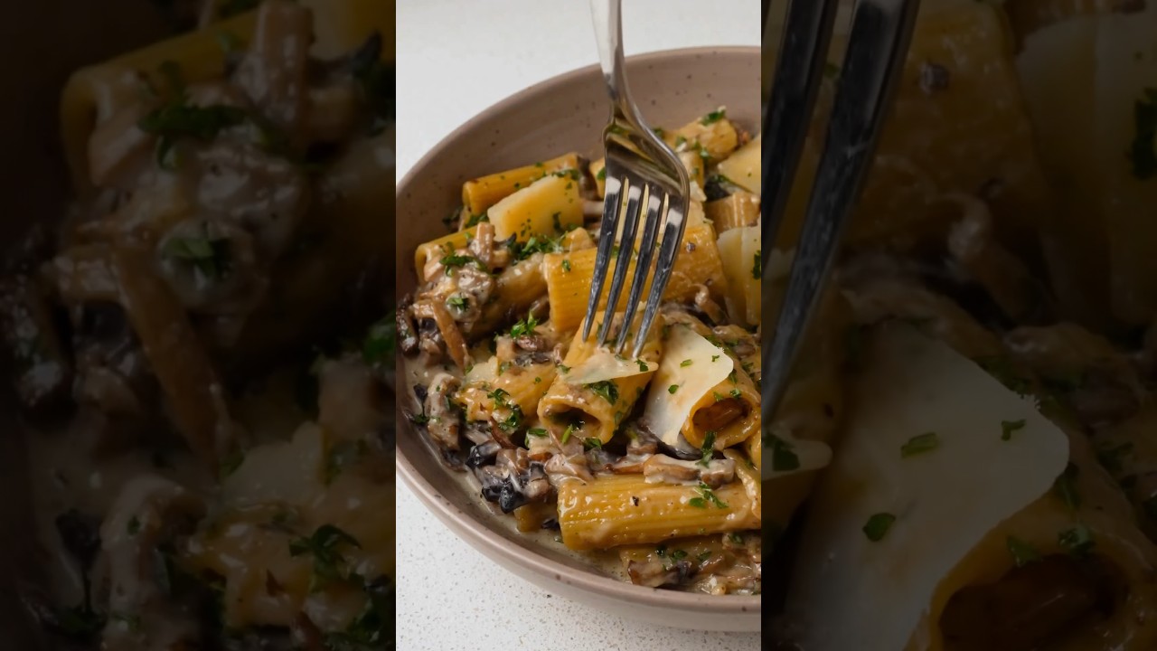 Mushroom Rigatoni pasta, so delicious, so creamy