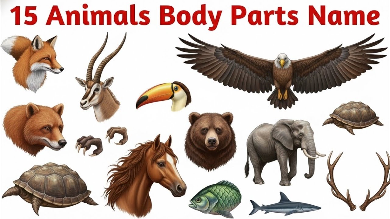 Animal Body Parts Names | जानवरों के शरीर के अंग | Learn Animal Parts for Kids 