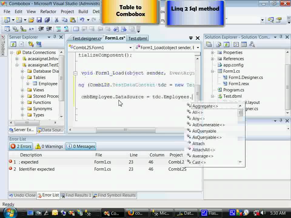 How to : fast fill a combobox with data from database with Linq 2Sql