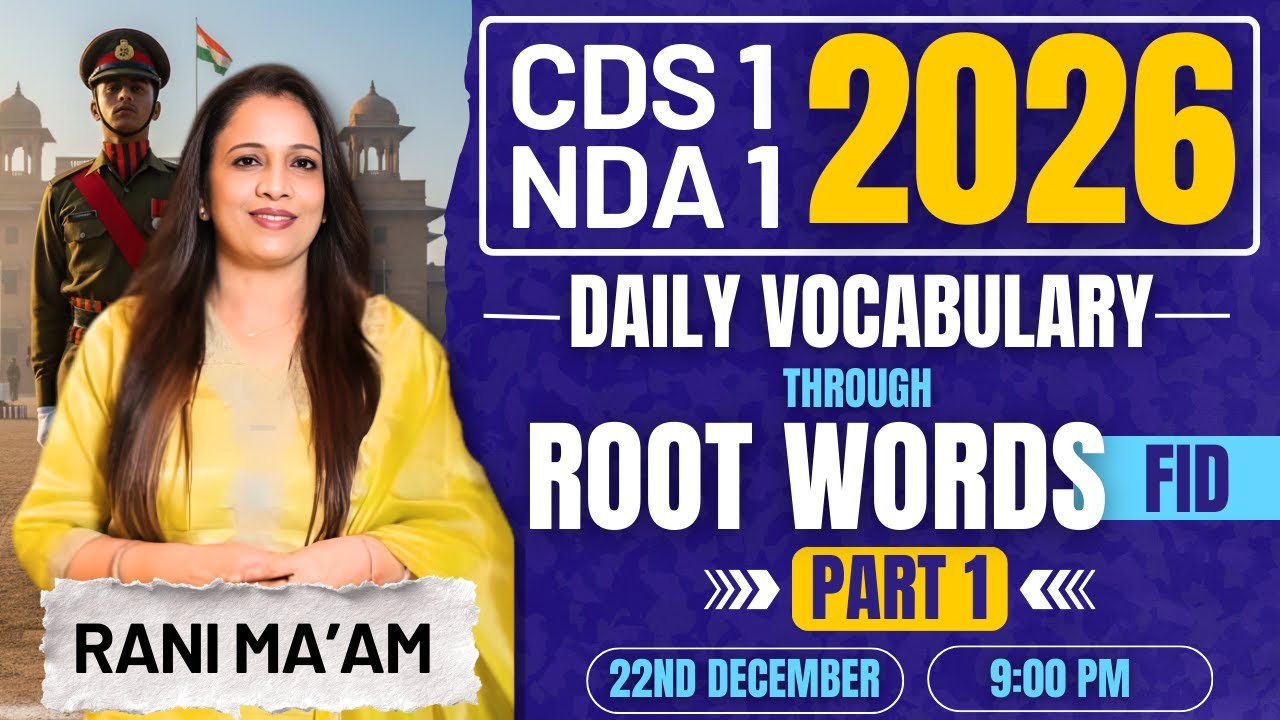 Learn Vocabulary With Rani Ma’am I Root Word FID Explained | NDA CDS 1 2026 I English With Rani Mam
